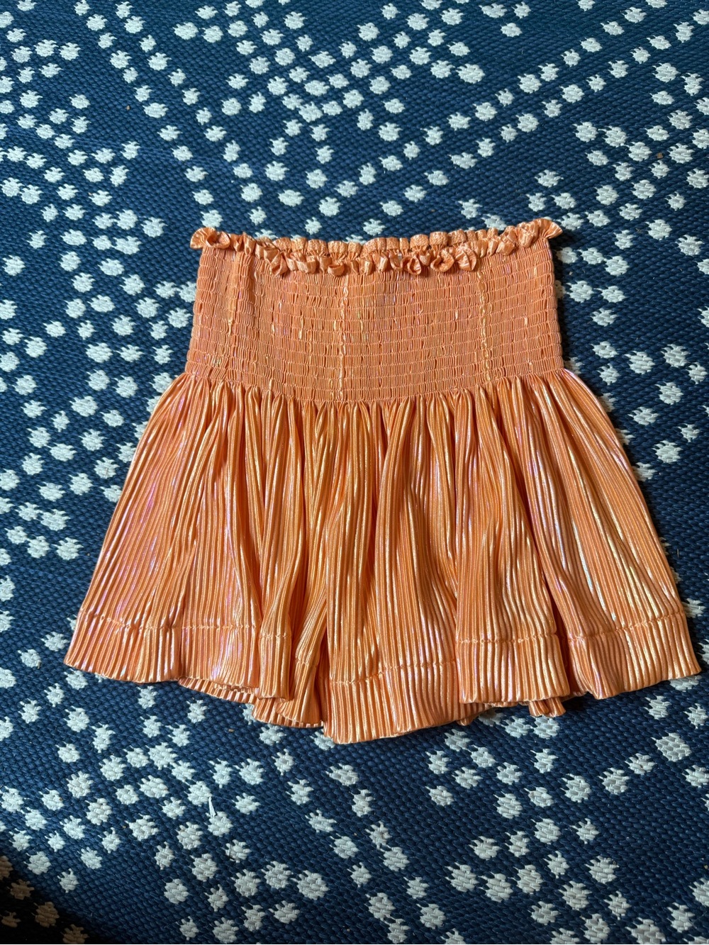 orange metallic pleated swing shorts by Queen of Sparkles youth size xl